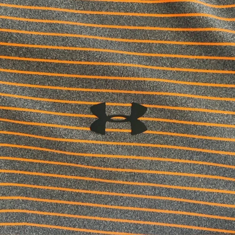 Under armour polo shirt adult large L gra orange short sleeve performance mens - Picture 4 of 6